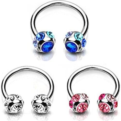 Colorful Steel Horseshoe Nose Septum Rings Silver Color Stainless Steel Circular Barbell Piercing Nose Ring Piercing Jewelry