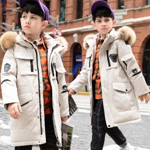 Children winter jacket New Thick warm Kids fashion down coat for boys real fur collar baby girl snowsuit clothes