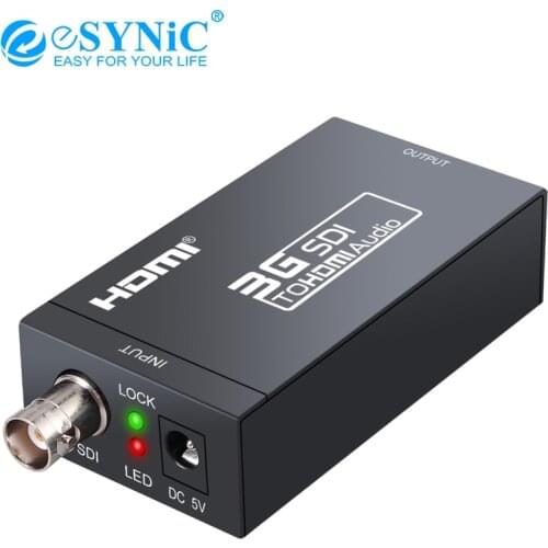 ESYNiC SDI TO HDMI Converter Adapter For SD-SDI, HD-SDI And 3G-SDI Signals Support PAL NTSC 1080P SDI To HDTV Audio Converter