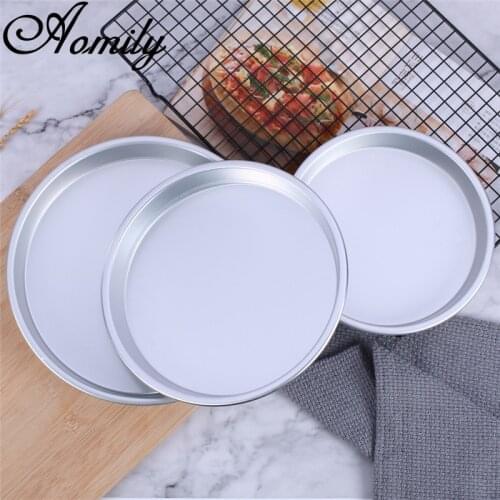 Aomily 7"/8"/9"cake Mold Non-stick Round Cake Pan Barbecue Baking Pan Tin Tray Round Baking Pizza Pan Tray for Kitchen Cake Tool