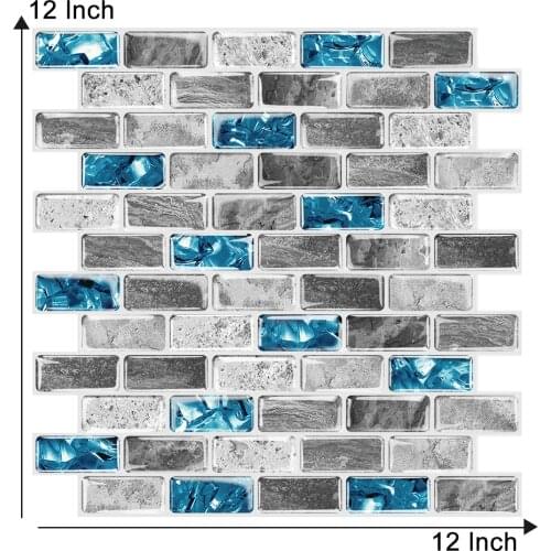 Blue Crystal Wall Paper Tile Peel and Stick Backsplash Kitchen Bathroom Self Adhesive Wall Tiles--1 Sheet