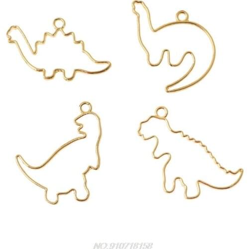 4Pc Cartoon Dinosaur Blank Resin Frame Pendant Open Bezel Setting Jewelry Making N16 20 Dropshipping