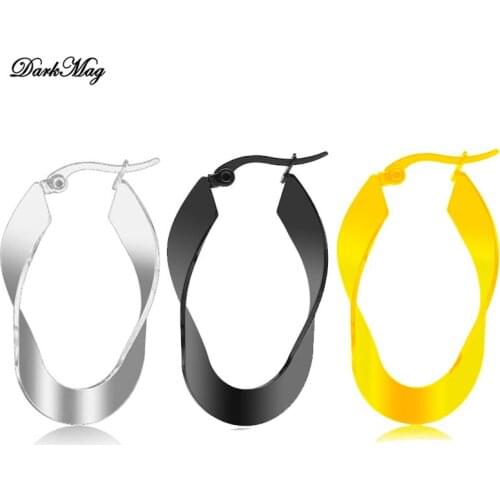 DarkMag Korean Vintage Fashion Design Metal Gold Twist Hoop Earrings For Women Girl Daily Personality Accessories