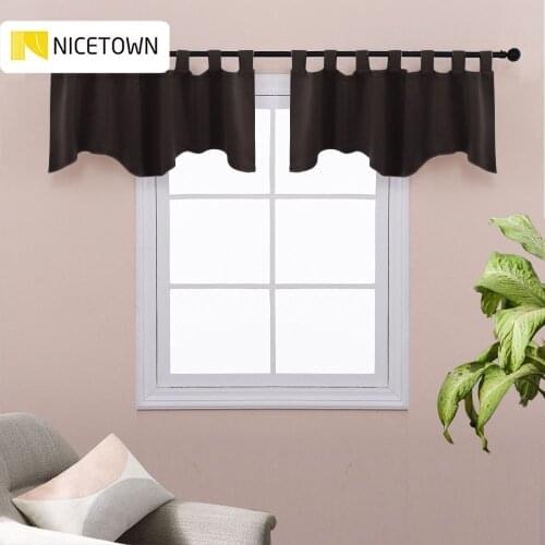 NICETOWN Blackout Tab Top Short Curtains Natural Scalloped Valances Window Treatments for Bathroom Kitchen Window living room