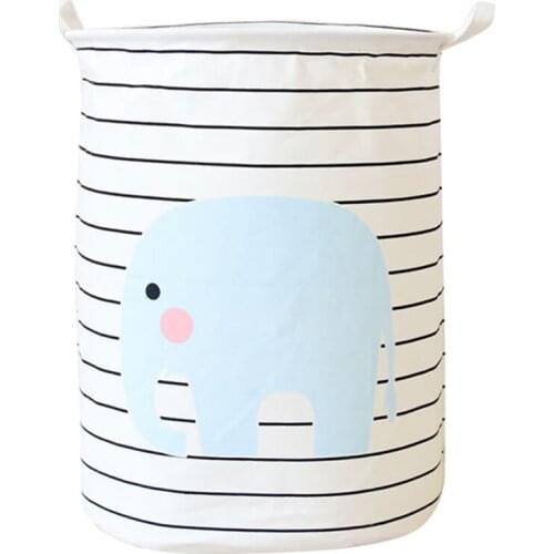 Laundry Basket Elephant Pattern Striped Laundry Hamper Storage Basket Home Decor HFing