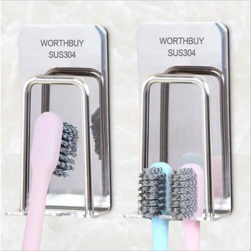 1PC Creative 304 Stainless Steel Toothbrush Holder Wall Suction Bathroom Accessories Set Mug Toothbrush Toothpaste Holder
