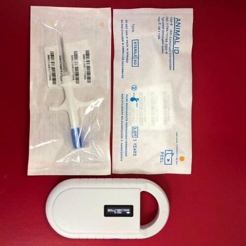 LF 134.2Khz Handheld Scanner Pet Dog Microchips Animal Reader with 2pcs RFID Glass Syringe 1.25*7mm