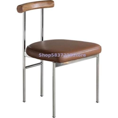 Minimalist Italian Industrial Dining Chair Household Leather Chair Net Red Iron Art Makeup Stool Desk Armchair Light Luxury Dini
