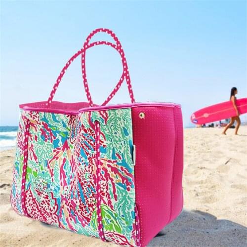 Fashion Large Capacity Casual Female Handbag Ladies Neoprene Beach Bag Mesh Breathable And Quick-Drying Bag