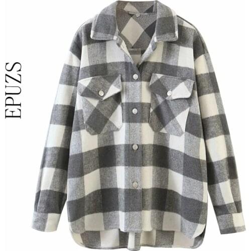 Fashion women plaid jacket and coat winter thick warm korean jackets ladies oversized jacket female winter coats 2020