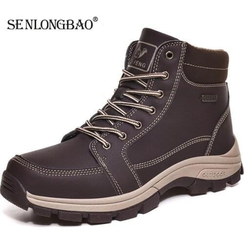 New Winter Men keep Warm Plush Snow Boots Men Casual Shoes Waterproof Work Shoes Outdoor Men Lace-Up Ankle Boots Big Size 39-48