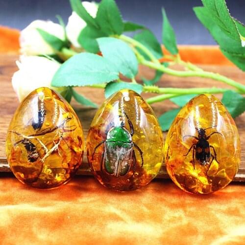 Stone Natural Insect Scorpions Inclusion Amber Pendant Necklace Decorative Party Jewelry Gifts for Women Men