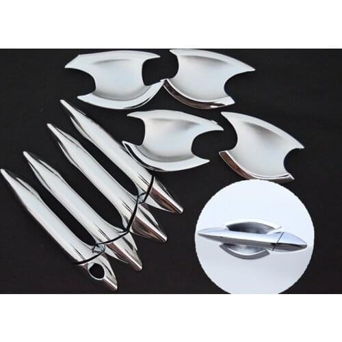 FUNDUOO New Chrome Car Door Handle Cover + Cup Bowl Trim Sticker For Hyundai Elantra 2012 2013 2014 2015 2016 Auto Accessories