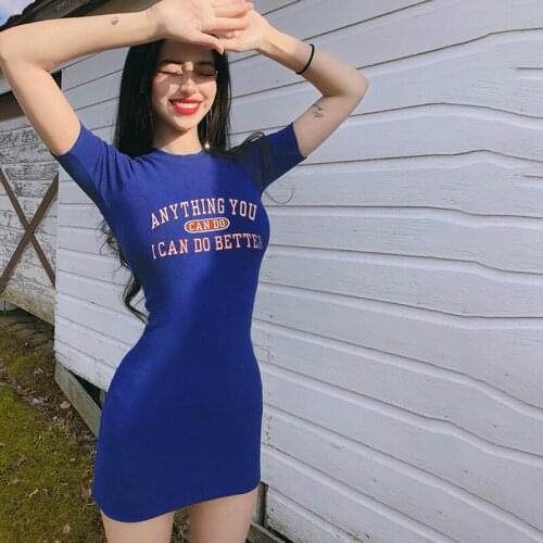 New fashion letter printed slim bag hip dress