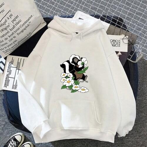 Disney Bambi Hoodies Thumper Rabbit Flower Autumn Women Kawaii Hooded Pullover Clothes Cartoons Women Warm Femme Sweatshirt Tops