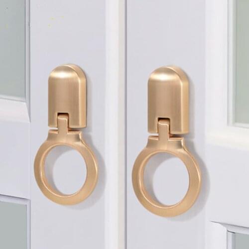 Hole Pitch 16mm modern simple golden gray drop ring drawer kitchen cabinet TV cabinet knob pull handle
