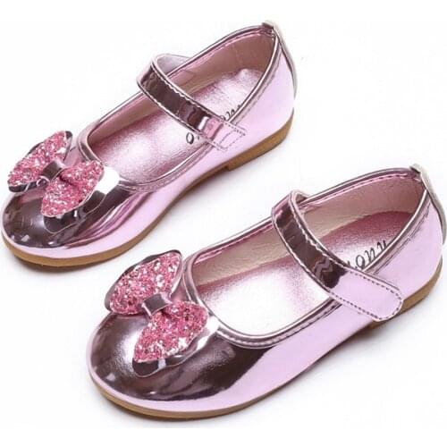 New Summer Autumn Children Shoes Girls Sandals Sequins Bow Princess Leather Shoes Girls Casual Shoes Dance Shoes