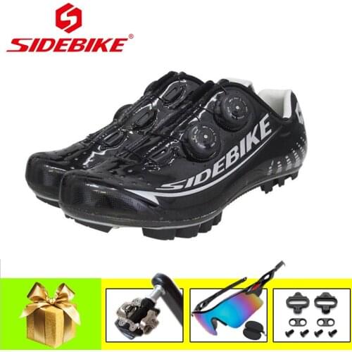SIDEBIKE Carbon Fiber Mountain Bike Shoes Men Ultra-light Breathable Cycling Sneakers Add Sapatilha Ciclismo Mtb SPD Pedals