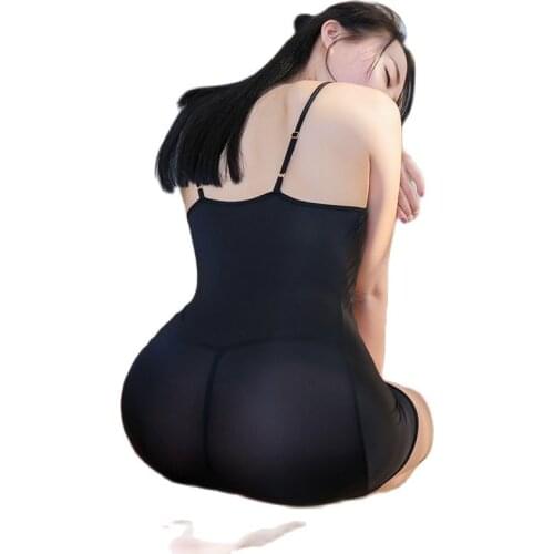 Sexy Perspective Tempt Princesse Petticoat Cute Girl High-elastic Glossy Backless Dress Tight One-piece See-through Slip Dress