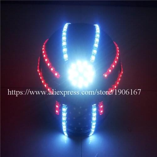 Hot Sale LED Luminous Red And White Robot Helmet Led Halloween Christmas Party Stage Performance Dancing Headwear