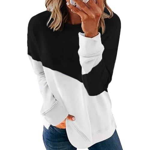 Autumn Womens Clothing The New Matching Long Sleeve Round Neck Color Contrast Loose Hoodie Jacket