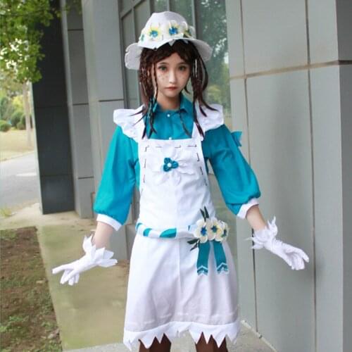 High Quality Gardener Emma Woods Cosplay Female Flower Girl Cosplay Costume (Shirt+Pants+Apron+Belt+Gloves+Hat)