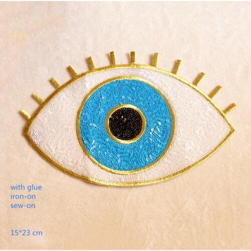 Evil Eye Sequined Patches Hamsa Hand Sew Iron On Hole Patch Applique DIY Badge For Jacket Jeans Bag Middle East Good Luck