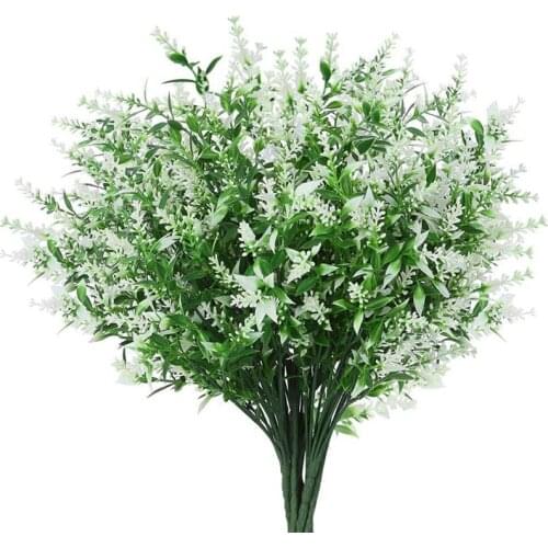 10 Bundles Artificial Lavender Flowers Outdoor Fake Flowers for Decoration UV Resistant No Fade Faux Plastic Plants