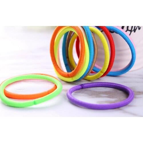 100pack 100pcs/pack Girls Candy Colors Nylon 5CM Rubber Bands Children Safe Elastic Hair Bands