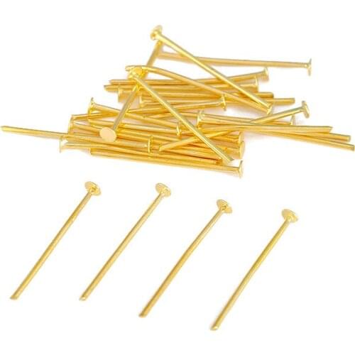1000Pcs 0.7cm Color-preserving 18K Gold-coated T Nine-character Needle Pure Copper Beaded Material DIY Jewelry Metal Accessories