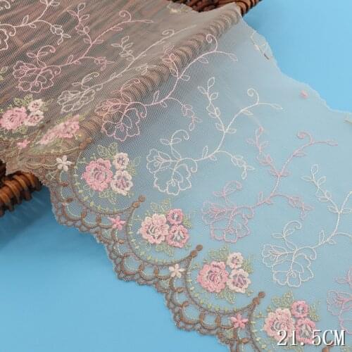2Yards Floral Edge Ribbon Embroidered Lace Trim Mesh Tulle for Lingerie Underwear Bra Dolls Dress Sewing Fabric DIY Handcrafts