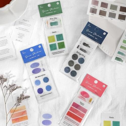 20 Pcs Fresh Watercolor Sticker Pack Fashion Creativity Journal Material Mark Decoration Collage Stickers Cute School Stationery
