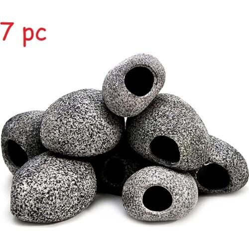 3/7 Aquarium Cichlid Stone Ceramics Rock Cave Aquarium Fish Tank Pond Shrimp Breeding Ornament Decor Accessory Decorative Marble
