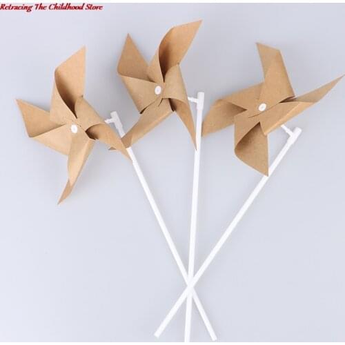 3Pcs Paper Party Pinwheels Craft Windmill Vintage Style Craft Toys Wind Spinners