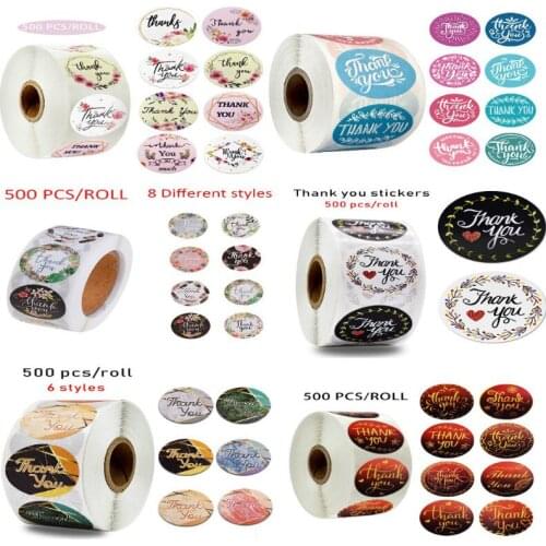 500pcs/roll Thank You Stickers Seal Labels Handmade Custom Sticker Scrapbooking For Gift Decoration Stationery Sticker