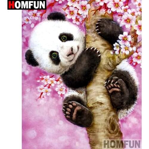 HOMFUN Full Square/Round Drill 5D DIY Diamond Painting "Cartoon panda flower" Embroidery Cross Stitch 3D Home Decor A10609