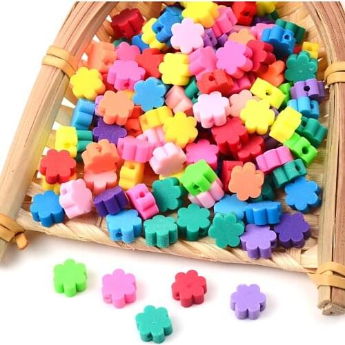 30pcs/Lot 10mm Solid Colorful Flower Shape Polymer Clay Beads For Jewelry Making Loose Spacer Beads DIY Bracelet Accessories