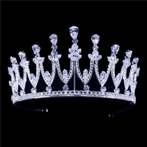 Zircon Bridal Crown Wedding Headdress Queen Princess Shiny Crystal Headdress Decoration Birthday Headband Party Headdress