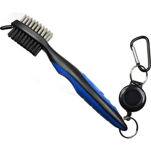 Golf Club Brush Double-sided Groove Cleaner Golf Supplies Golf Club Cleaning Brush Multifunctional With Zip-line Carabiner Tools