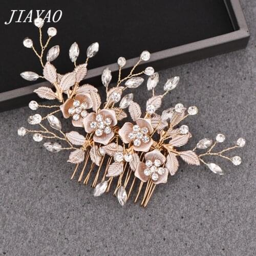 Rhinestone Flower Bridal Hair Combs Hair Accessories Light Gold Hair Comb Women Hair Jewelry Decoration Headpiece