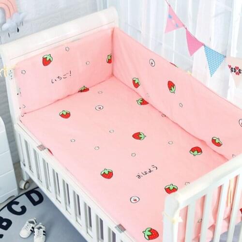 Cotton Baby Bedding Sheets Bed Bumper 2-Piece Set 1pc Bed Sheet 140x90 cm + 1pc Crib Bed Bumper 180 x 30cm Can Be Custom Size