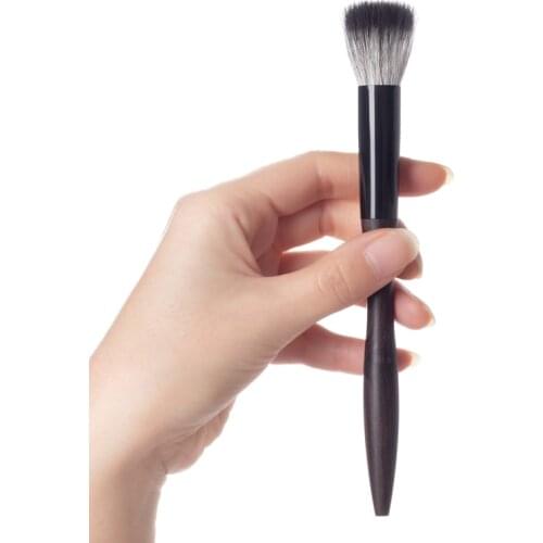 F19 Professional Handmade Makeup Brushes Soft Squirrel Goat Hair Stippling Blush Highlighter Brush Ebony Handle Make Up Brush