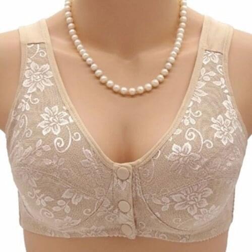 Summer Women Front Button Bra without padding Plus Size bras Mothers Cotton Wireless Underwear Large Bralette 5121