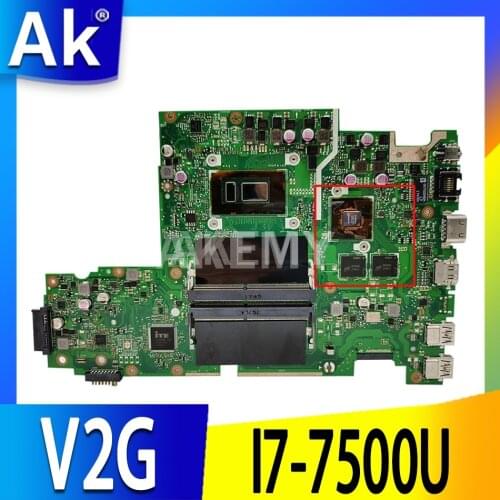 Akemy mainboard for ASUS VivoBook X542UQ X542UR X542UN X542UF X542U FL8000U Laptop motherboard w/ I7-7500U (V2G) GPU