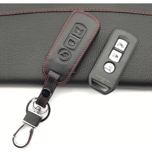 Fashion style genuine leather motor key cover protection kit skin for Honda 2016 PCX 125 150 Motorcycle 3 buttons remote control