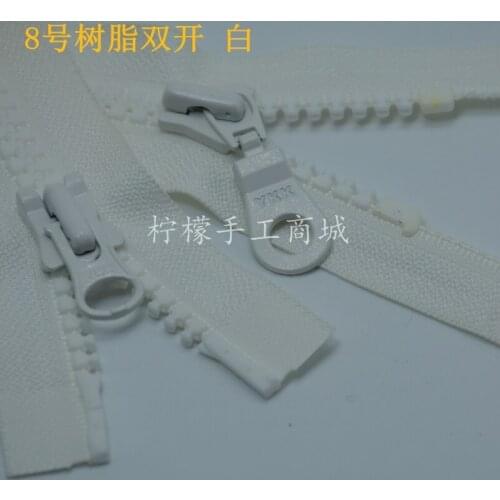 YKK Zipper 8 Resin Double Zipper 60-120cm White