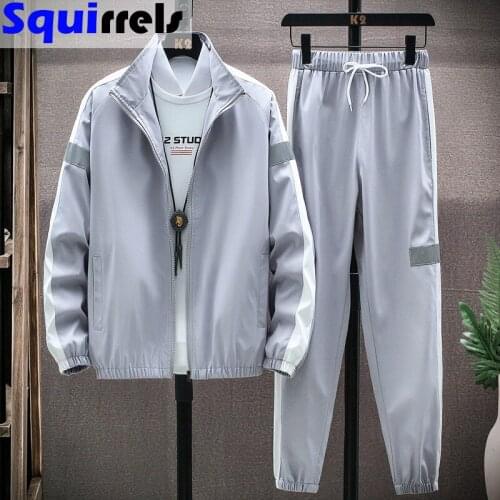 Mens sportswear suit spring Summer and autumn Fashion handsome casual jacket trousers casual two-piece mens clothing