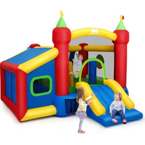 Inflatable Bounce House Kids Slide Jumping Castle with Ball Pit and Dart Board OP3830