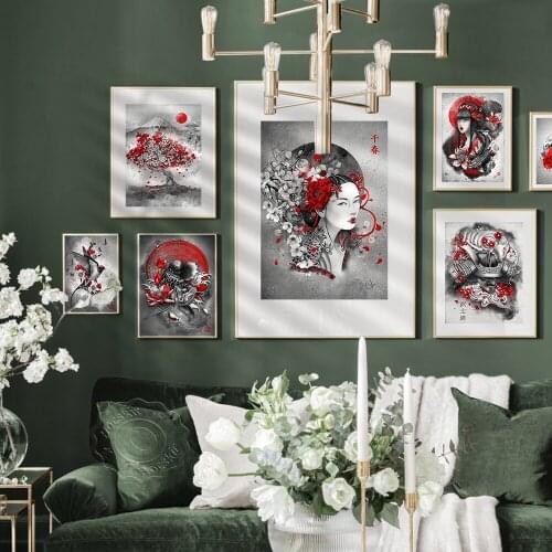 Wall Stickers Japan Bonsa Bushido Samurai Kanji Poster Wall Picture Home Decor Wall Art Painting Living Room Wall Decoration