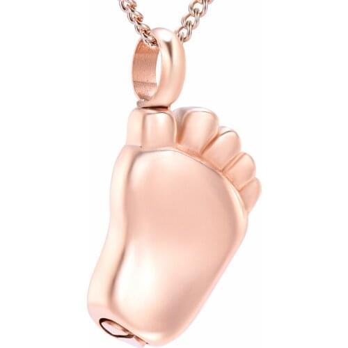 Charm Funeral Gift Babyfoot Cremation Urn Necklace Urn Pendant Holder Love One Ashes Stainless Steel Memorial Jewelry